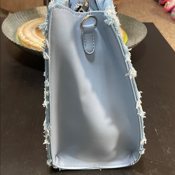 NWOT Embroidered Denim Tote Bag with Floral and Butterfly Design - Picture 10 of 16